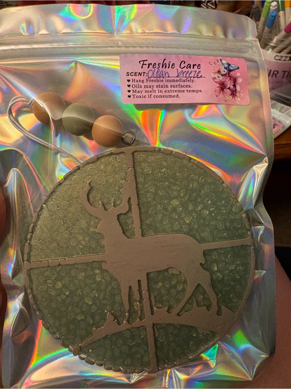 Deer Silhouette Hanging Freshie - Green